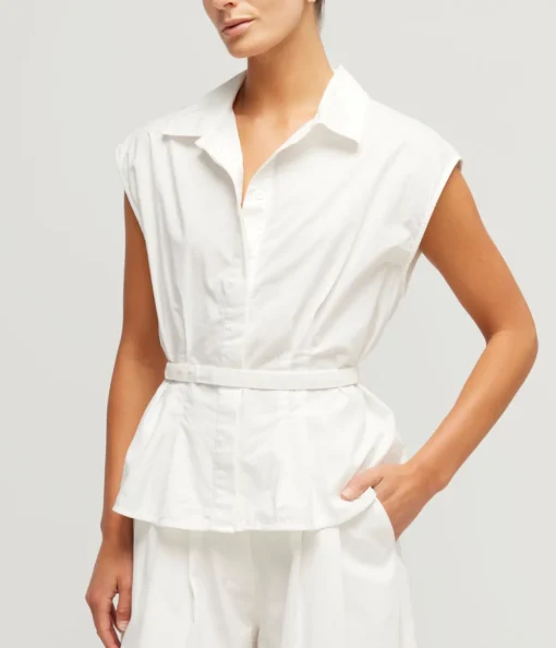 Juno Belted Shirt in White