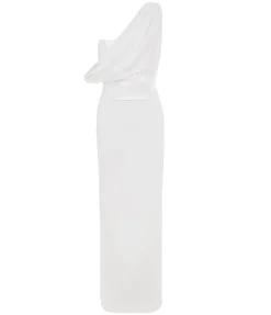 Kara Knit Satin Maxi Dress in Cream