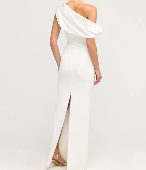 Kara Knit Satin Maxi Dress in Cream