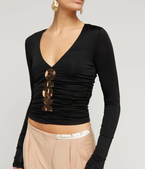 Keira Long Sleeve Top in Black