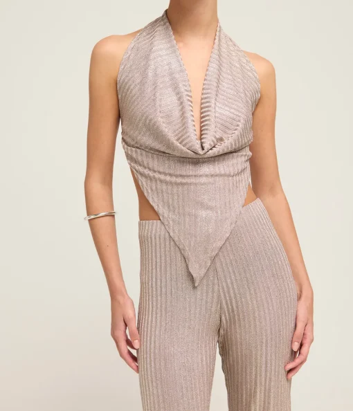Knit Scarf Top in Antique Silver