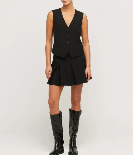 Konno Pleated Mini Skirt in Black