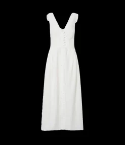Lace Trim Apron Dress in White