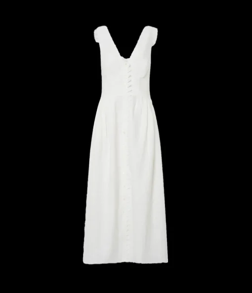 Lace Trim Apron Dress in White