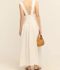 Lace Trim Apron Dress in White