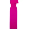 Lana One Shoulder Crepe Knit Maxi Dress in Fuchsia