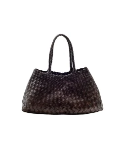 Large Santa Croce Leather Bag in Dark Brown