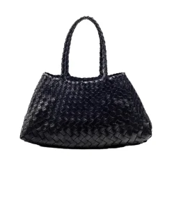 Large Santa Croce Leather Bag in Black