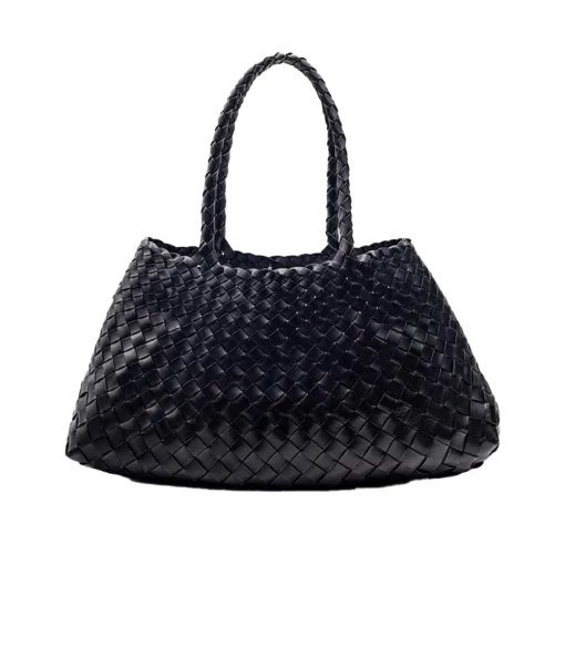 Large Santa Croce Leather Bag in Black