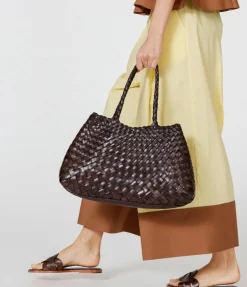 Large Santa Croce Leather Bag in Dark Brown