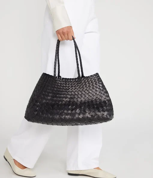 Large Santa Croce Leather Bag in Black