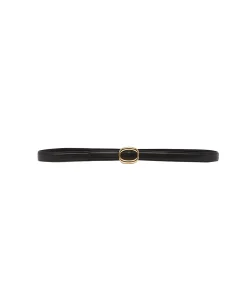 Lauren Leather Belt in Black and Gold