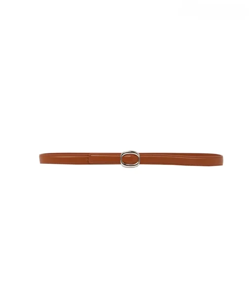 Lauren Leather Belt in Tan and Silver