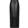 Leather Column Skirt in Black