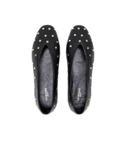 Leather Studded Slippers in Black