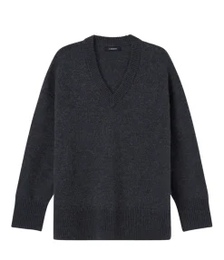 Lewis V-neck Knit in Charcoal Melange