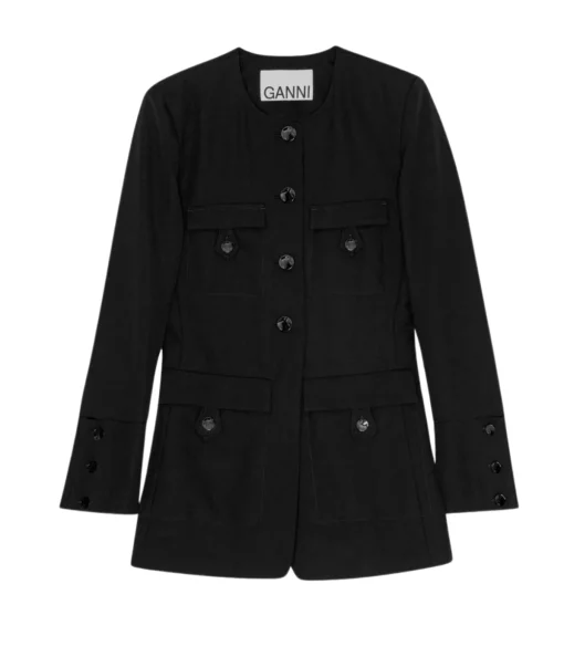 Light Twill Fitted Blazer in Black