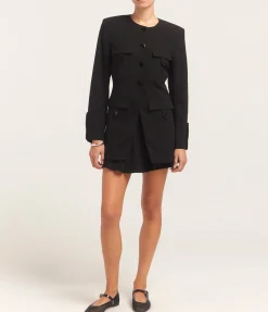 Light Twill Fitted Blazer in Black