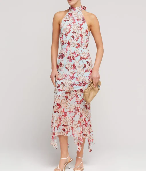 Lila Silk Halterneck Dress in Mulberry Day