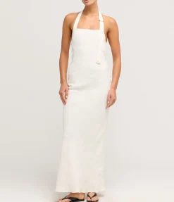 Linen Bias Maxi Dress in Ivory
