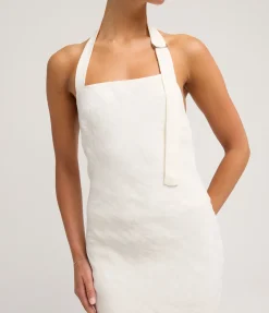 Linen Bias Maxi Dress in Ivory
