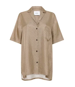 Linka Short Sleeve Silk Shirt in Golden Linka