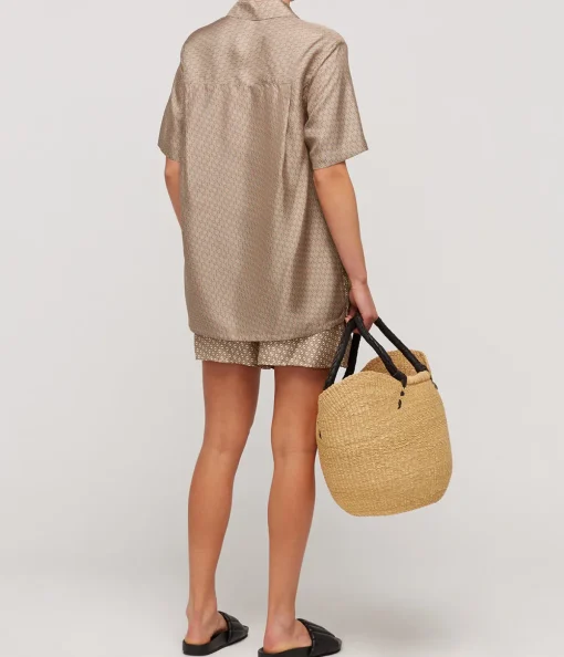 Linka Short Sleeve Silk Shirt in Golden Linka