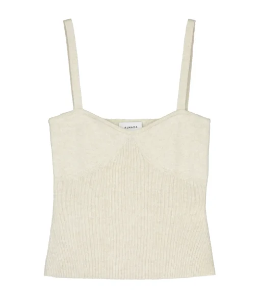 Liv Cashmere and Merino Strappy Knit Top in Cream