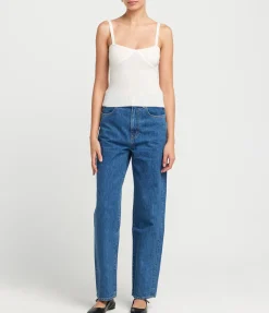 Liv Cashmere and Merino Strappy Knit Top in Cream