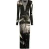 Long Sleeve Helios Dress in Painted Black