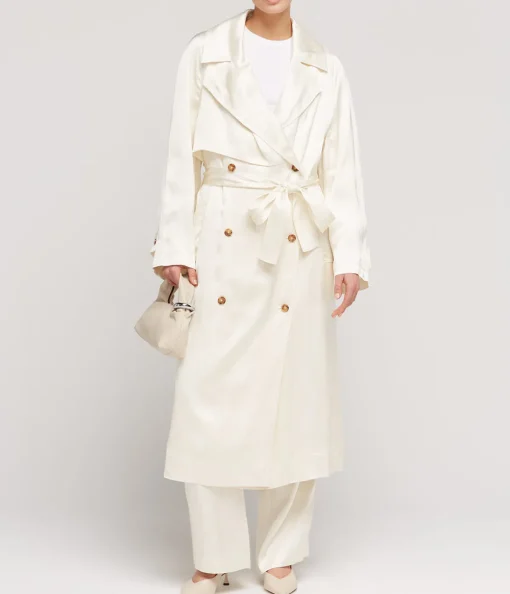 Lonna Long Trench Coat in Ivory