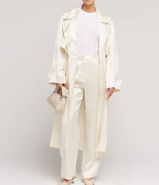 Lonna Long Trench Coat in Ivory