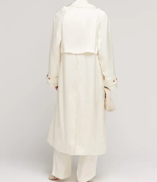 Lonna Long Trench Coat in Ivory