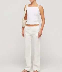 Low Waist Raw Edge Pants in Ivory