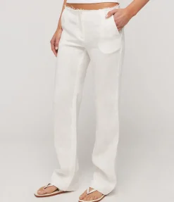 Low Waist Raw Edge Pants in Ivory