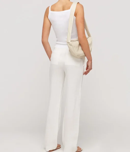 Low Waist Raw Edge Pants in Ivory