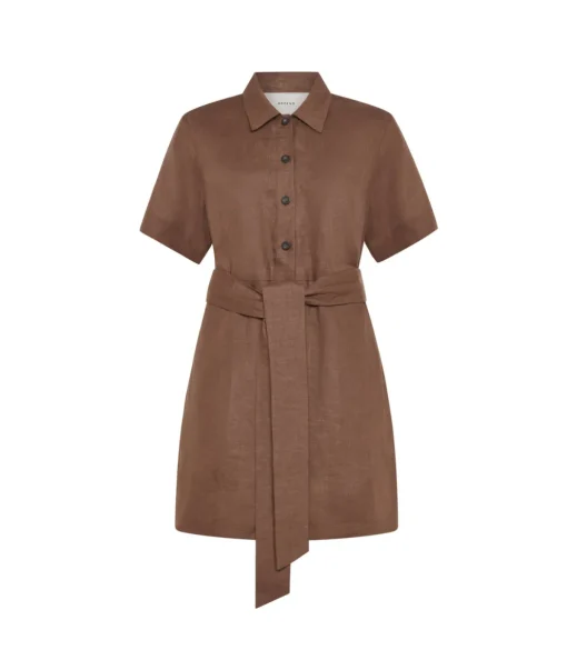 Lucca Linen Dress in Sepia