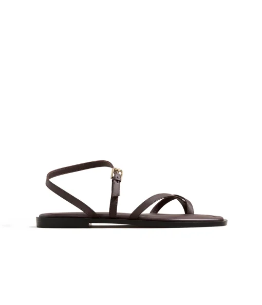 Lucia Leather Sandal in Walnut