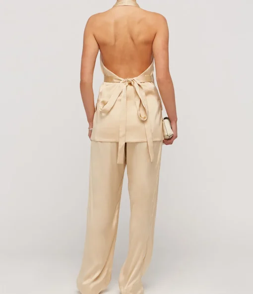 Lumiere Crepe Satin Trouser in Golden Citrine