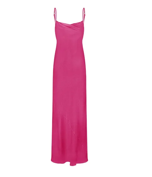 Luna Cowl Neck Maxi Dress in Magenta