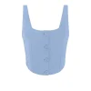 Mae Canvas Top in Dusty Blue