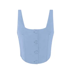 Mae Canvas Top in Dusty Blue