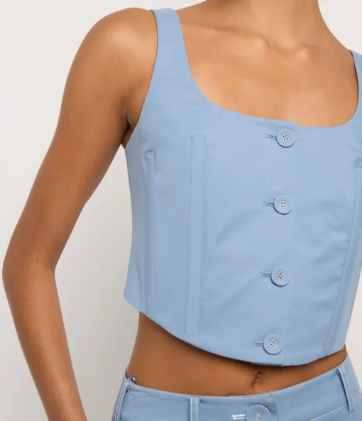 Mae Canvas Top in Dusty Blue