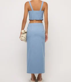 Mae Canvas Top in Dusty Blue
