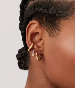Magma Gemstone Small Hoop Earrings in Gold