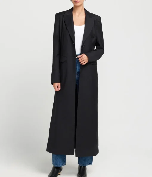 Margot Wool Blend Blazer Coat in Black