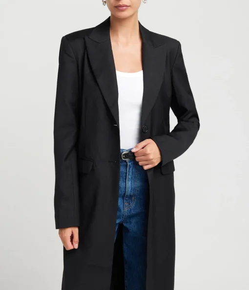 Margot Wool Blend Blazer Coat in Black