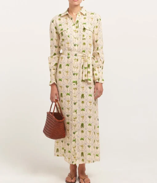 Marigold Dress in Tropical Palms