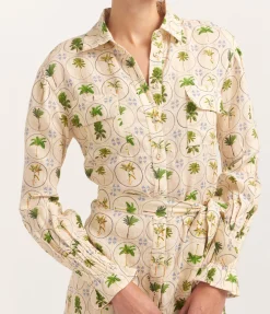 Marigold Dress in Tropical Palms