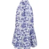 Marlowe Mini Dress in Blue Toile